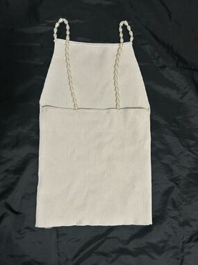 House of Harlow 1960 Pearl-strap Knit Tank - Cream SIZE XS